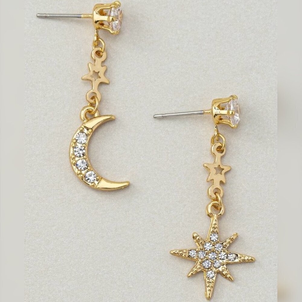 1 LEFT!!! LYRA STAR AND MOON DROP EARRINGS
